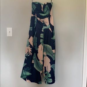 NWOT palm print strapless jumpsuit
